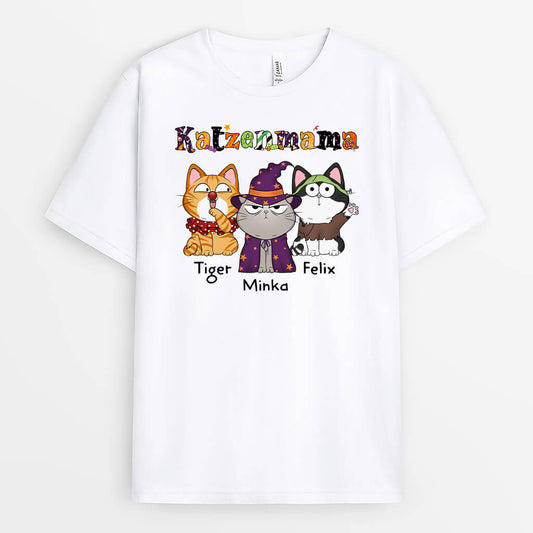 1311AGE1 personalisiertes katzenmama halloween t shirt