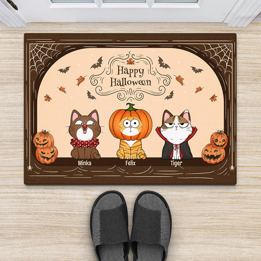 1312DGE2 personalisierte happy halloween katzen fussmatte