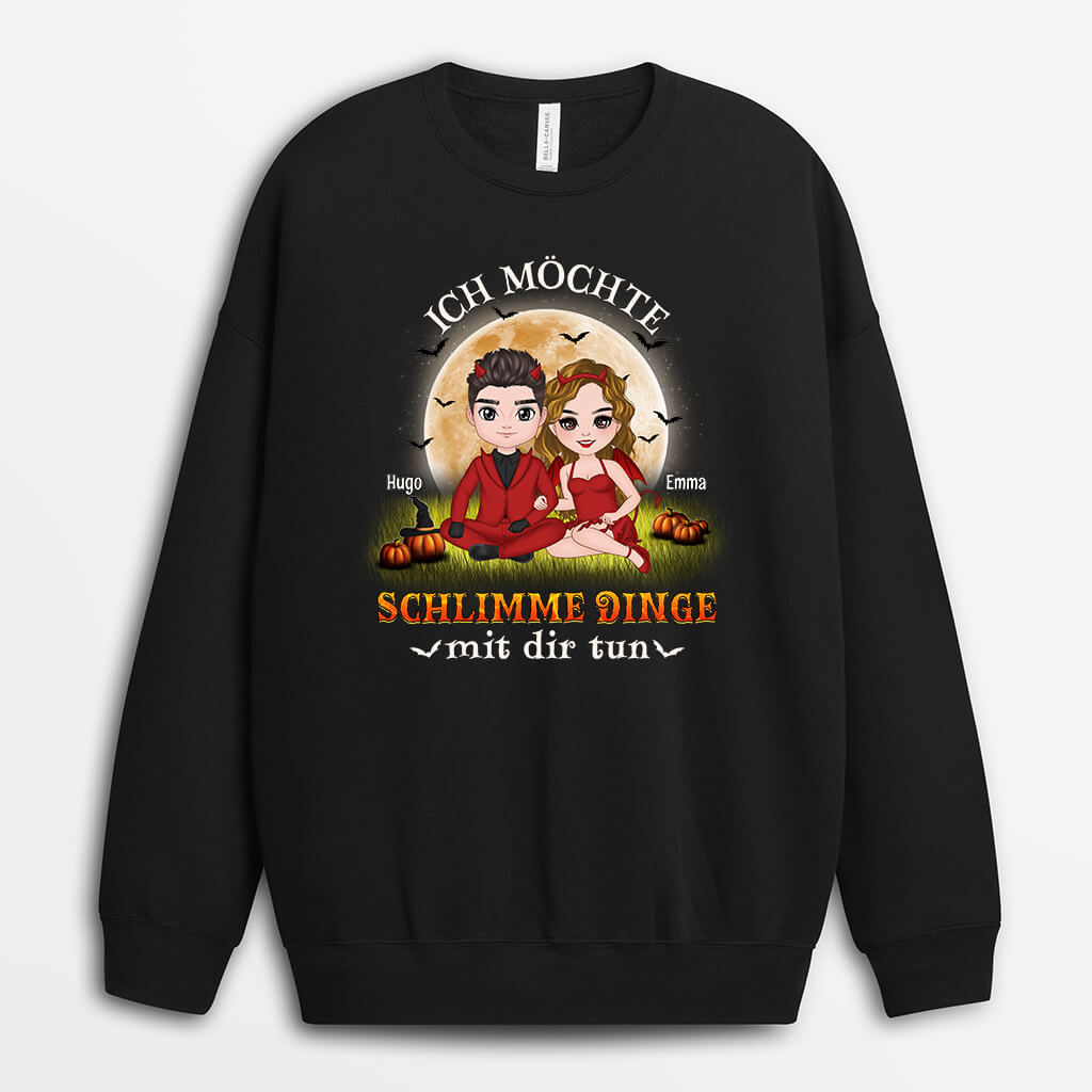 1315WGE1 personalisierter ich mochte schlimme dinge mit dir tun halloween pullover