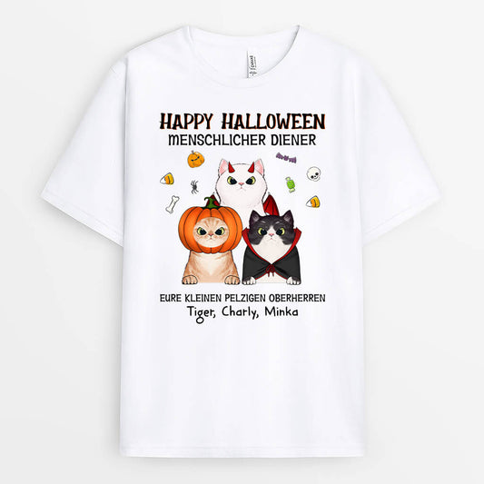 1316AGE1 personalisiertes happy halloween menschlicher diener t shirt