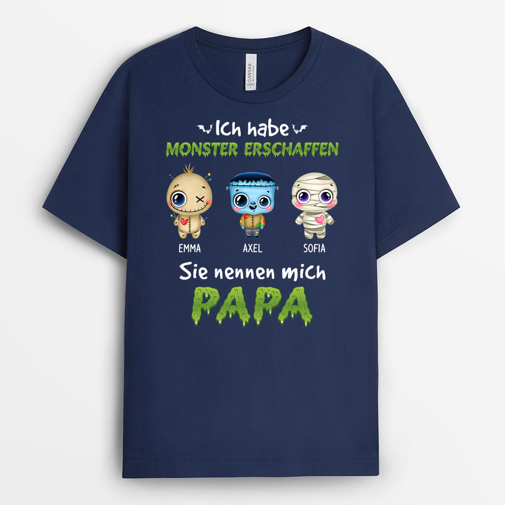 1317AGE2 personalisiertes ich habe monster erschaffen sie nennen mich papa t shirt