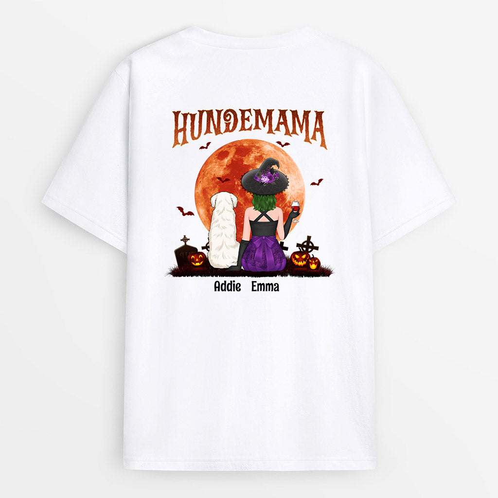 1322AGE1 personalisiertes hundemama roter mond halloween t shirt