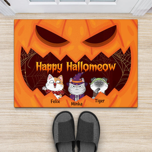 1325DGE2 personalisierte happy halloween kurbis katzen fussmatte