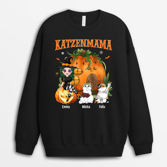 1328WGE2 personalisierter katzenmama kurbis halloween pullover