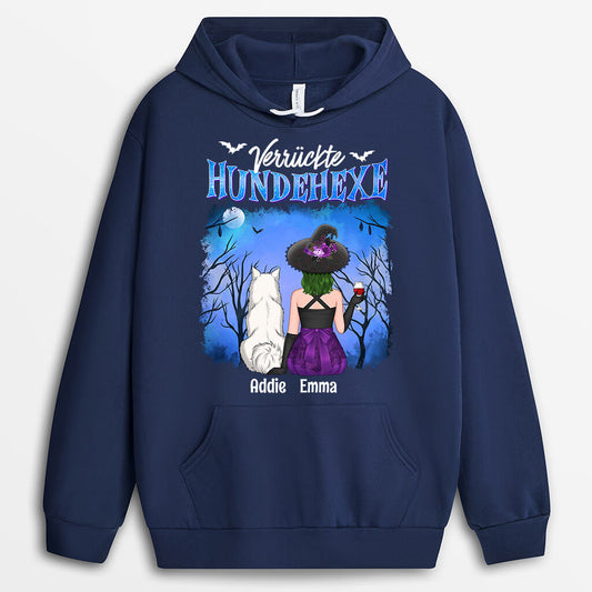 1339HGE1 personalisierter verruckte hundehexe halloween hoodie