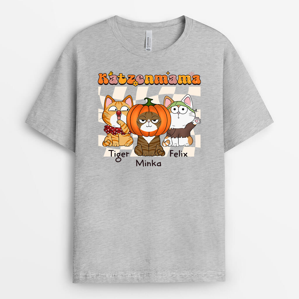 1349AGE1 personalisiertes katzenmama retro halloween t shirt