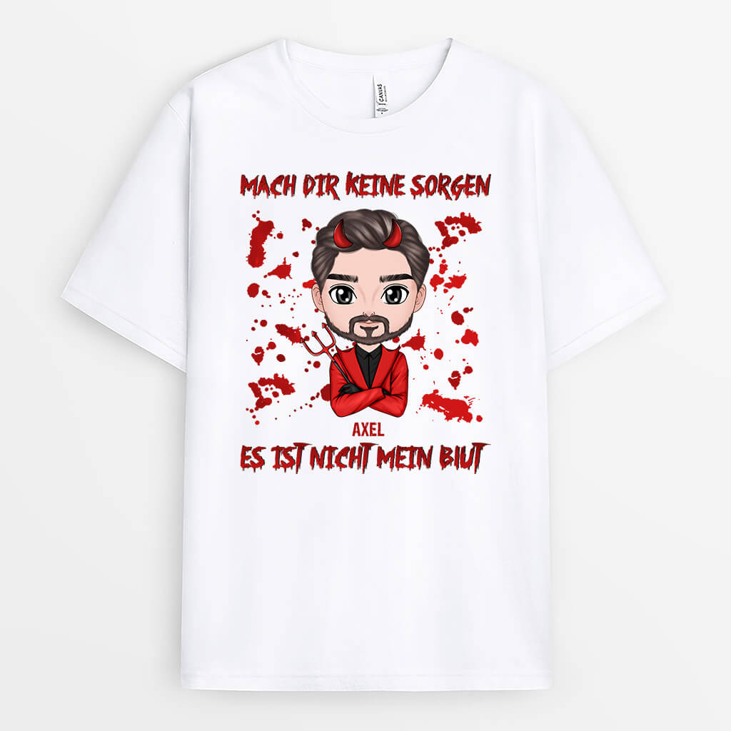 1354AGE2 personalisiertes mach dir keine sorgen es ist nicht mein blut halloween t shirt