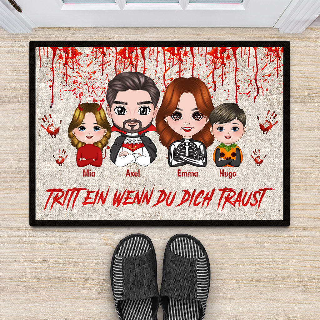 1356DGE2 personalisierte tritt ein wenn du dich traust halloween fussmatte