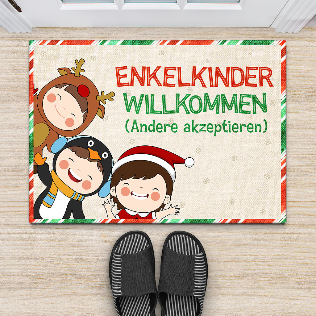 1361DGE2 personalisierte die enkelkinder heissen dich herzlich willkommen fussmatte