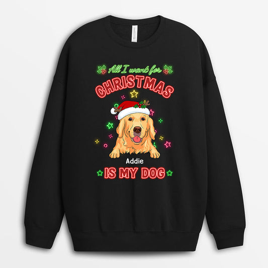 1368WGE1 personalisierter was ich mir zu weihnachten wunsche ist mein hund pullover