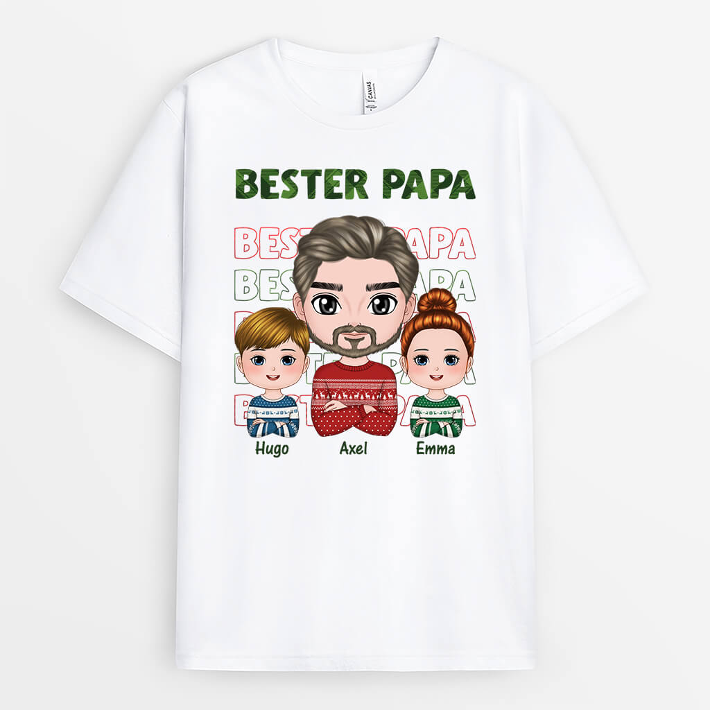 1371AGE1 personalisiertes bester papa aller zeiten weihnachten t shirt