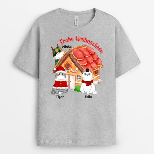 1372AGE2 personalisiertes frohe weihnachten susse katzen t shirt