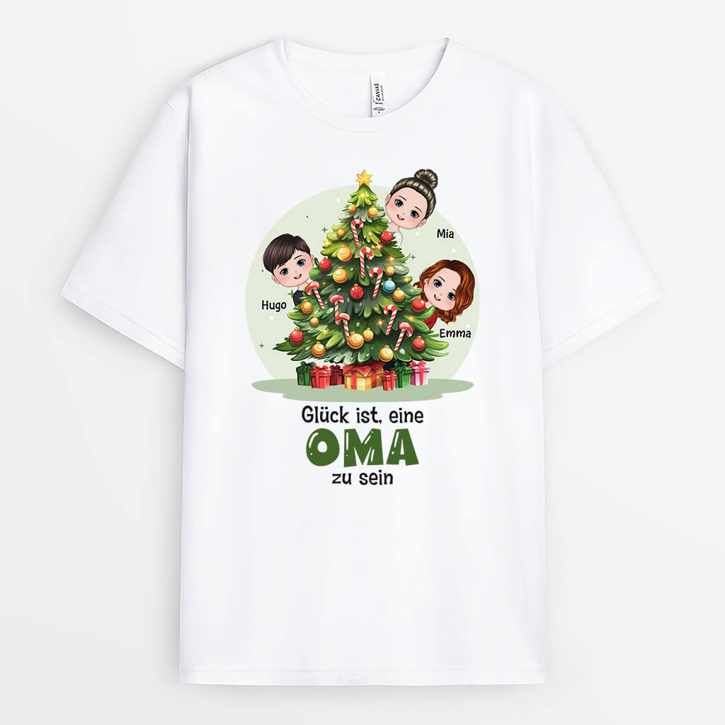 1374AGE1 personalisiertes glucklich sein bedeutet oma zu sein weihnachten t shirt