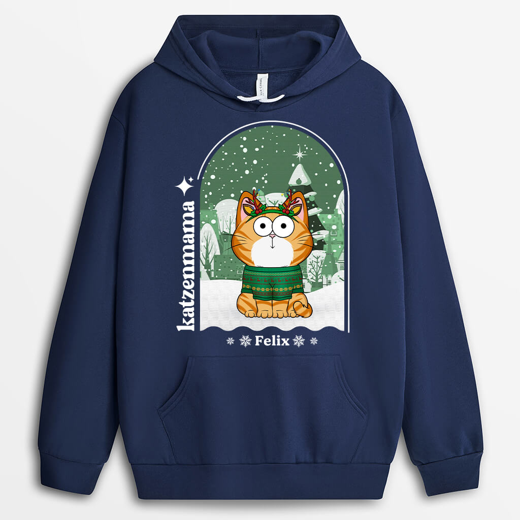 1375HGE2 personalisierter weihnachten katzenmama katzenpapa hoodie