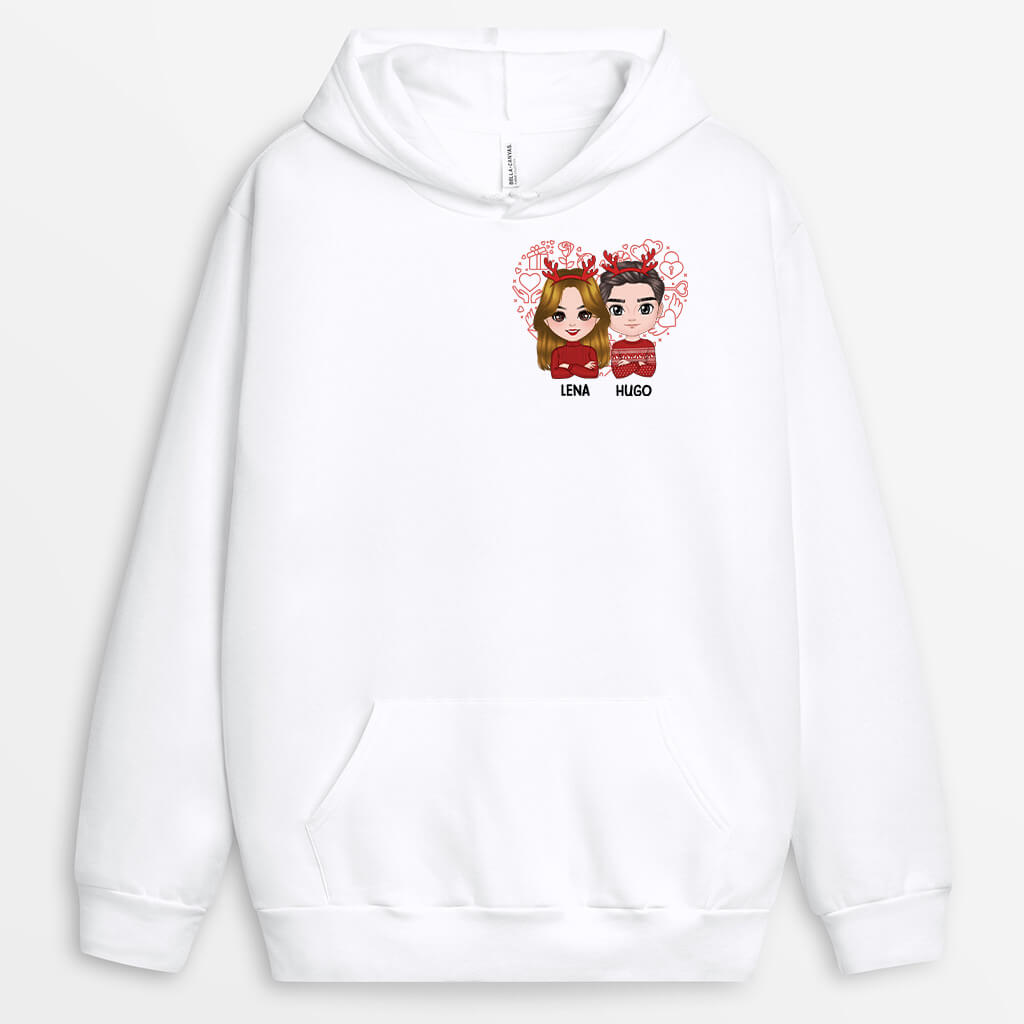 1378HGE1 personalisierter paar mit herz weihnachten hoodie