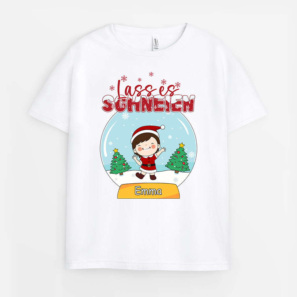 1379AGE1 personalisiertes lass es schneien weihnachten t shirt