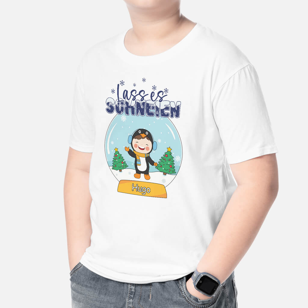 1379AGE2 personalisiertes lass es schneien weihnachten t shirt