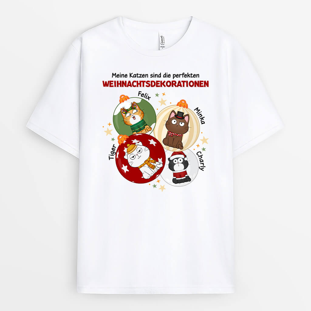 1388AGE1 personalisiertes meine katzen sind die perfekten weihnachtsdekorationen t shirt