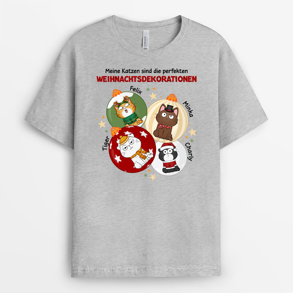 1388AGE2 personalisiertes meine katzen sind die perfekten weihnachtsdekorationen t shirt