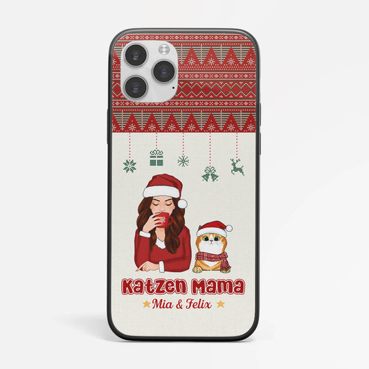 1392FGE1 personalisierte katzenmama weihnachten iphone 13 handyhulle