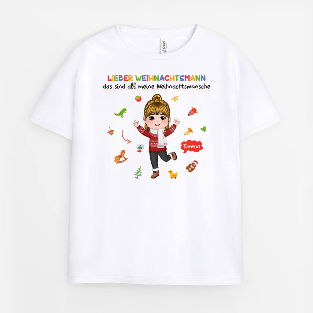 1393AGE1 personalisiertes lieber weihnachtsmann t shirt