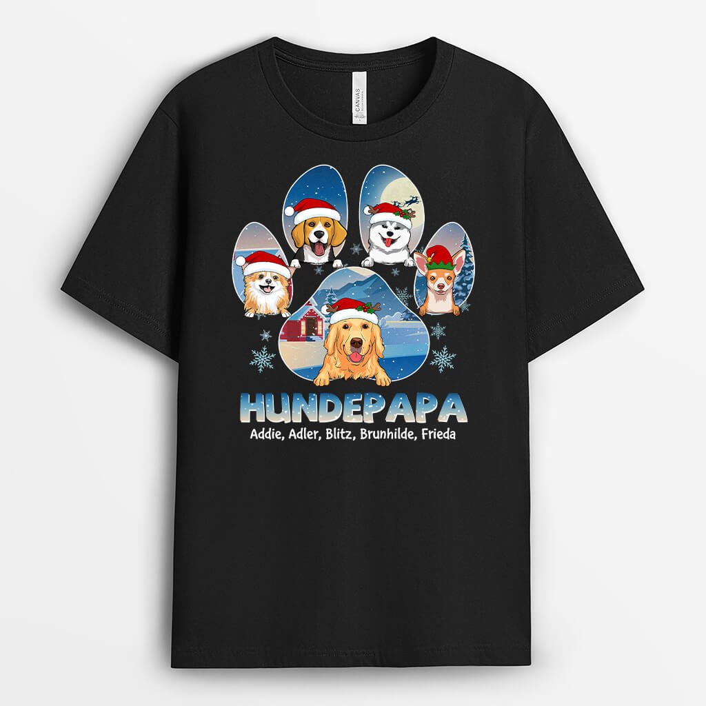 1400AGE1 personalisiertes cooler hundepapa weihnachten t shirt