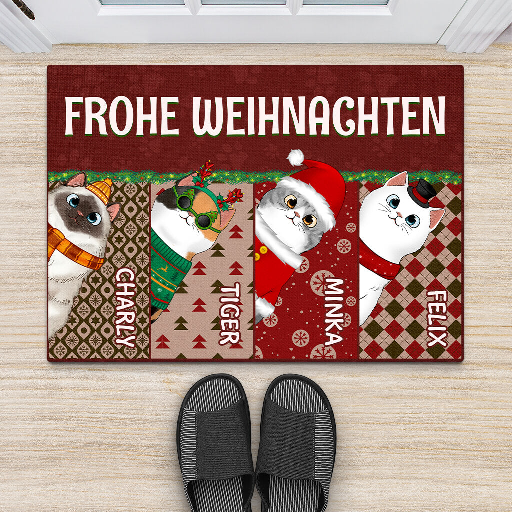 1401DGE2 personalisierte frohe weihnachten susse katzen fussmatte