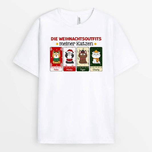 1402AGE1 personalisiertes die weihnachtsoutfits meiner katzen t shirt