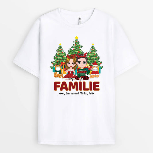 1406AGE1 personalisiertes familie mit katzen zu weihnachten t shirt