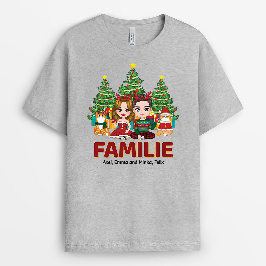 1406AGE2 personalisiertes familie mit katzen zu weihnachten t shirt