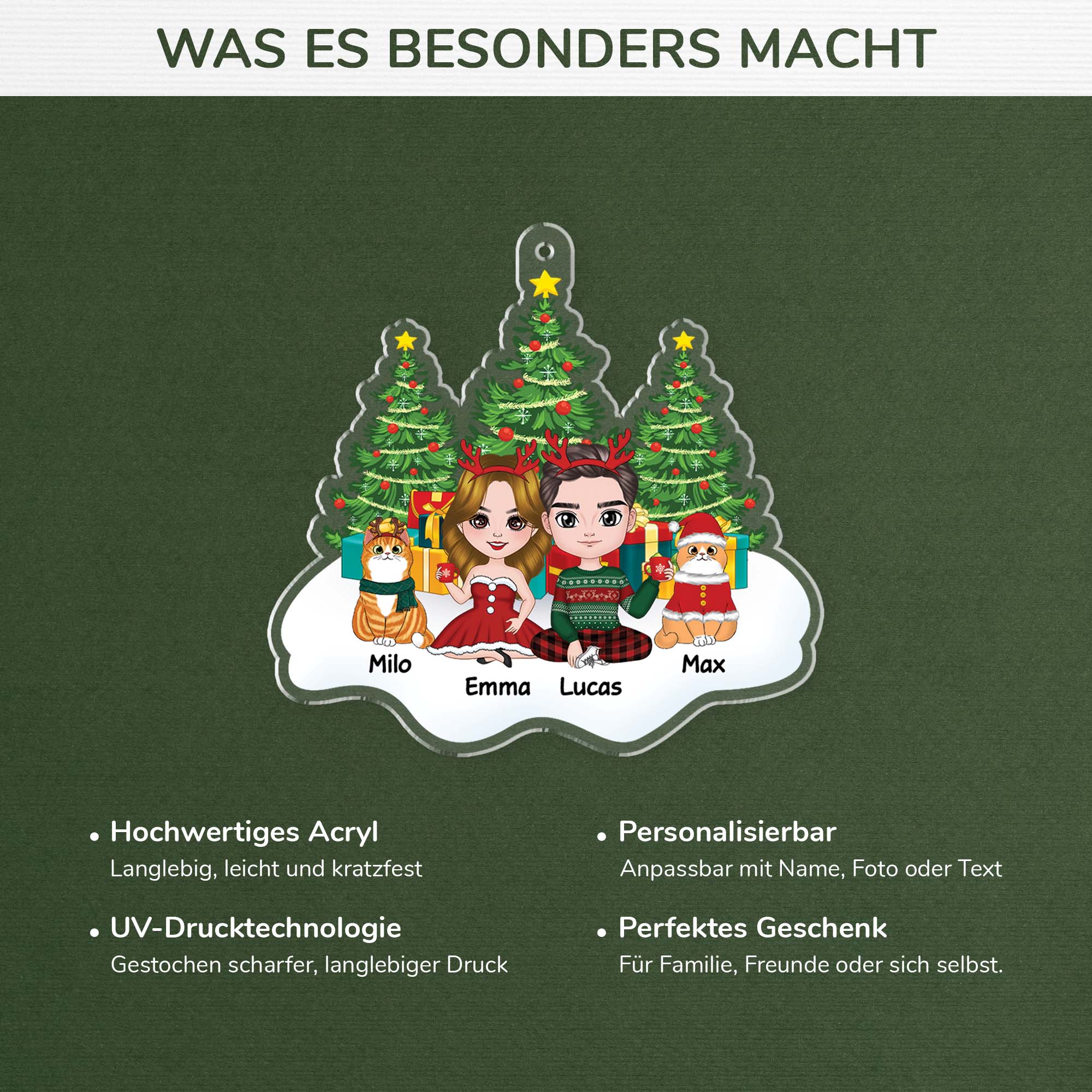 1406OGE4 personalisiertes paare mit katzen zu weihnachten ornament