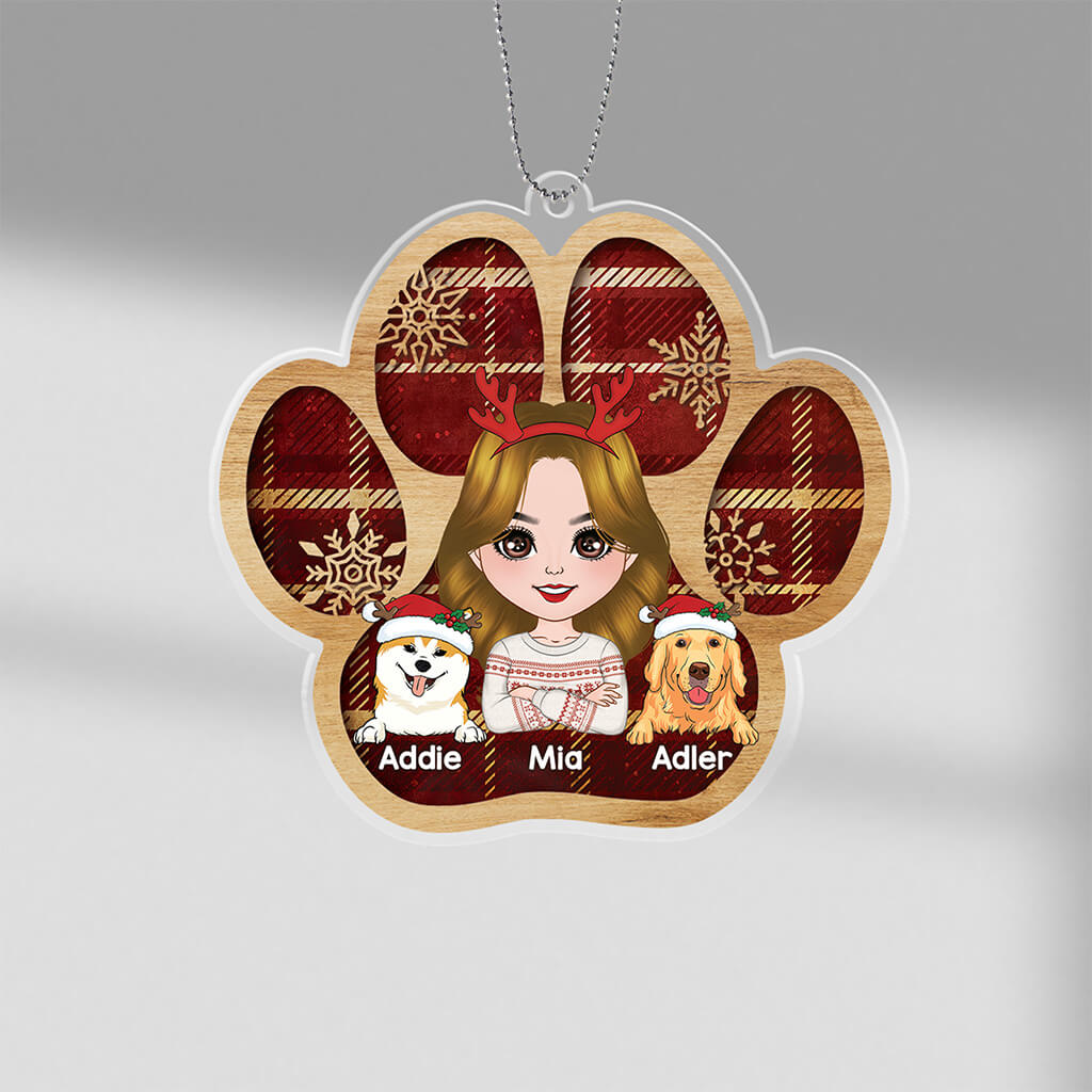 1407OGE1 personalisiertes hundemama hundepapa pfotenabdruck weihnachten ornament