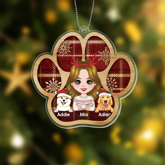 1407OGE2 personalisiertes hundemama hundepapa pfotenabdruck weihnachten ornament