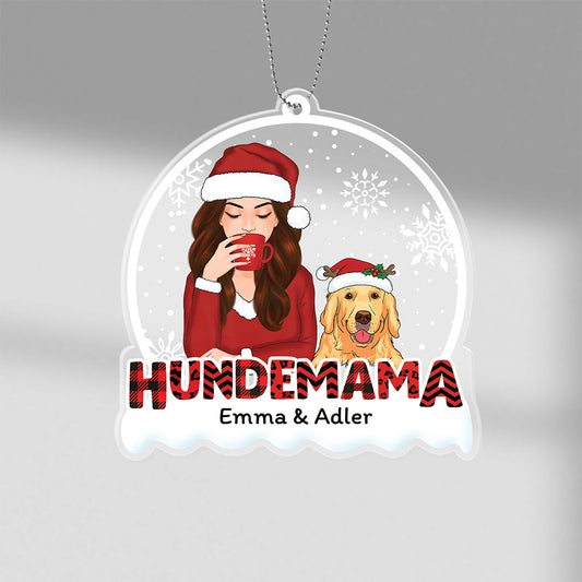 1408OGE1 personalisiertes hundemama rotes muster weihnachten ornament