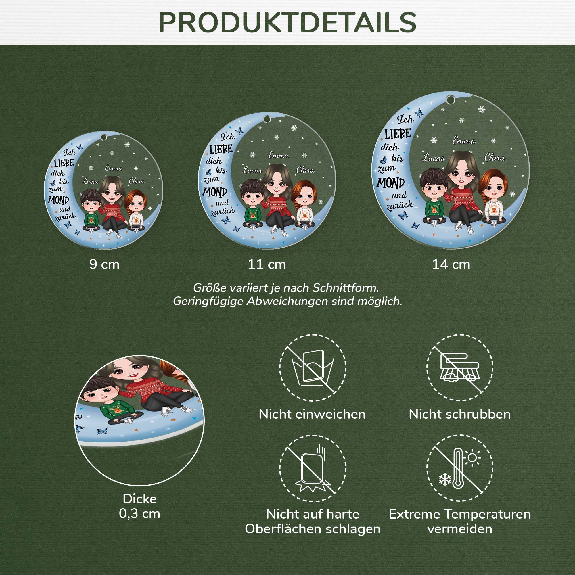 1409OGE3 personalisiertes oma und enkel auf dem mond weihnachten ornament