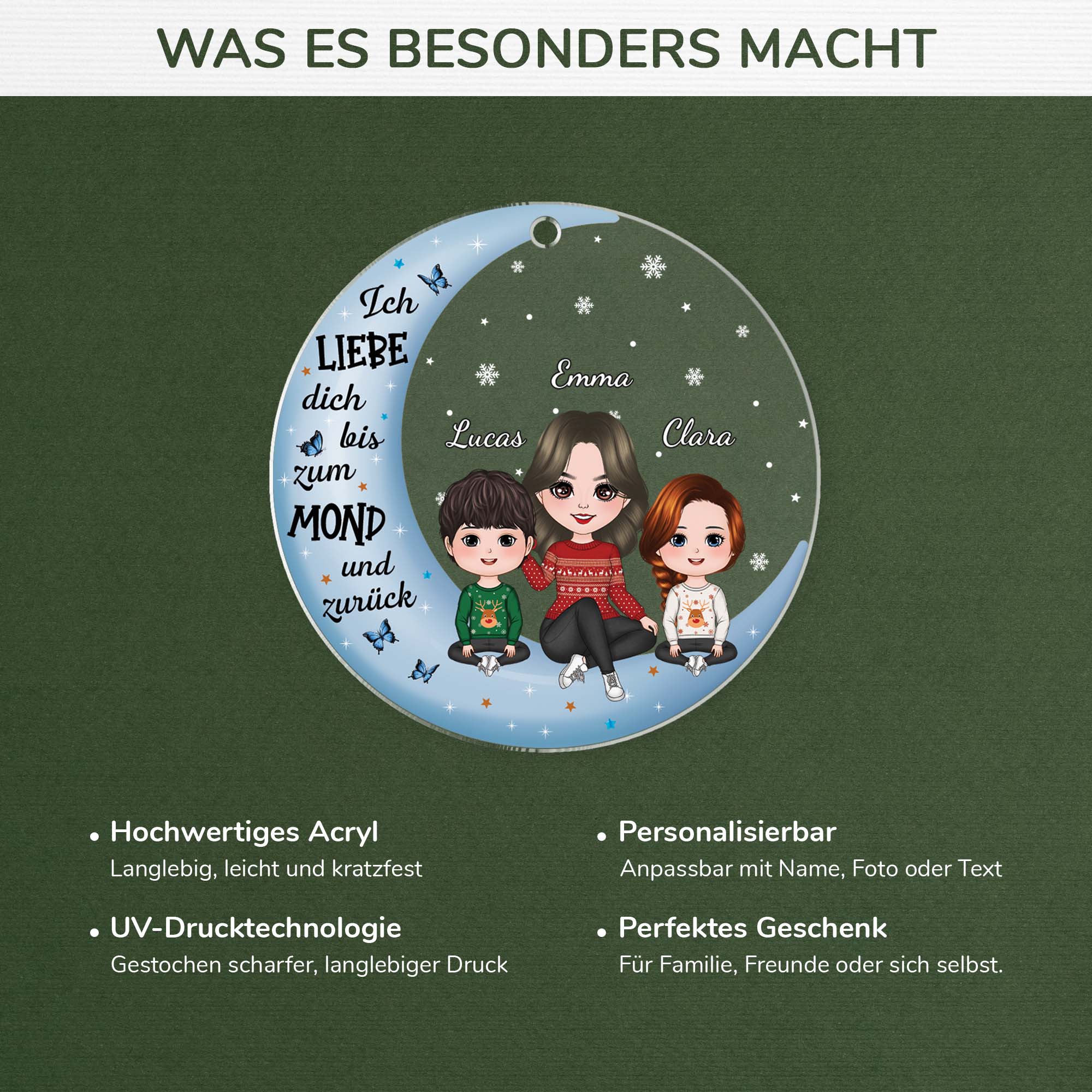 1409OGE4 personalisiertes oma und enkel auf dem mond weihnachten ornament