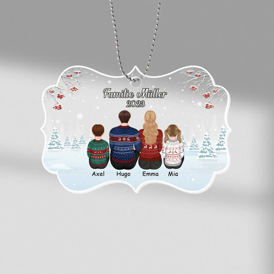 1412OGE1 personalisiertes familienruckenansicht im schnee weihnachten ornament