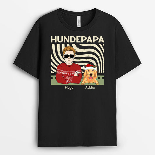 1413AGE1 personalisiertes cooler hundepapa weihnachten t shirt