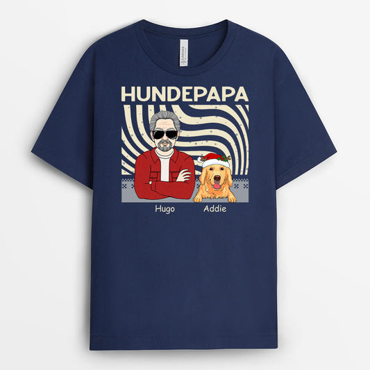 1413AGE2 personalisiertes cooler hundepapa weihnachten t shirt