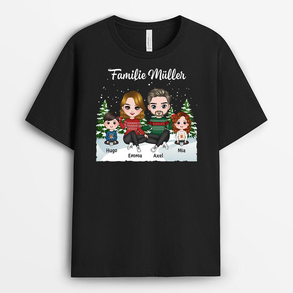 1415AGE1 personalisiertes weihnachten die familie t shirt
