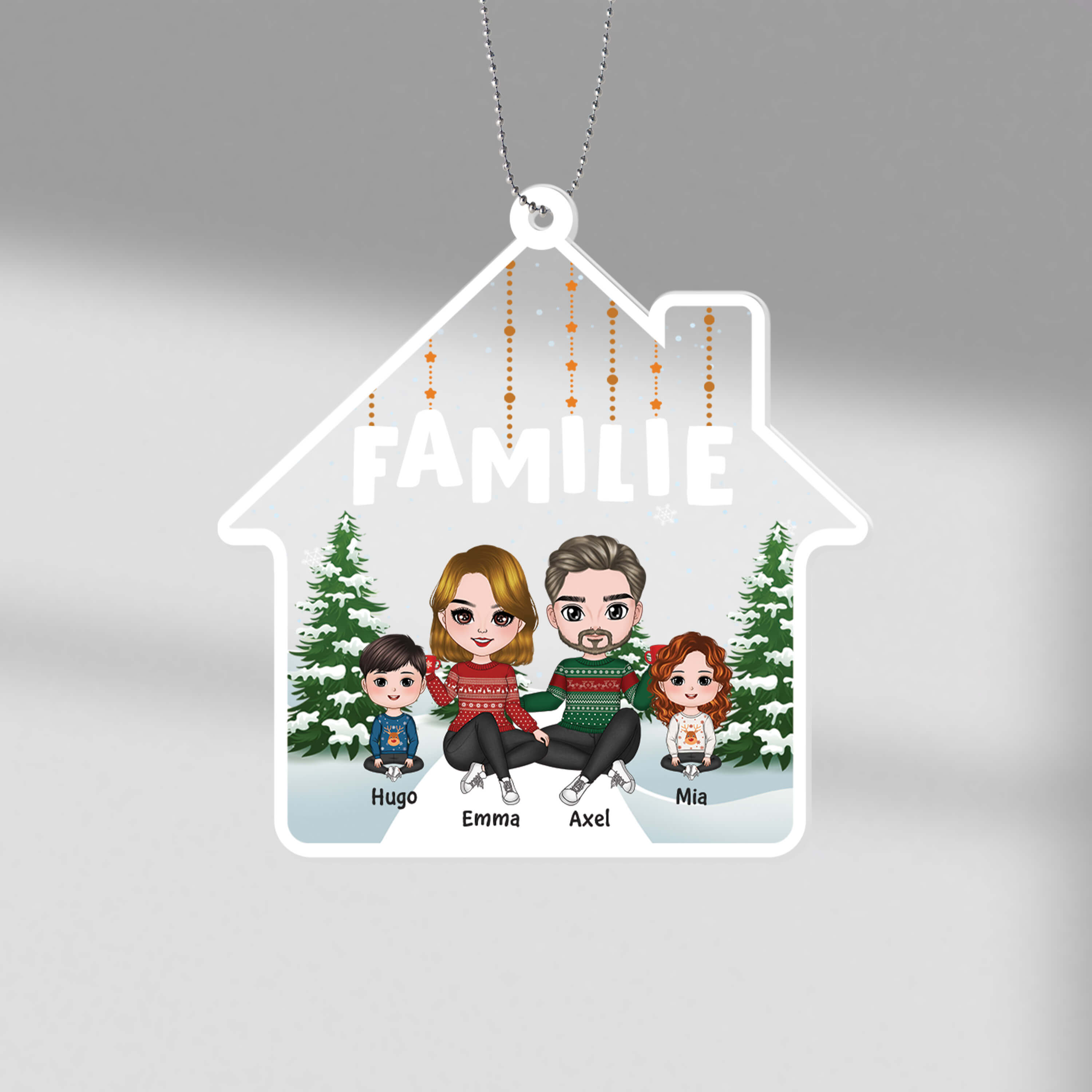 1415OGE1 personalisiertes die familie im wald weihnachten ornament