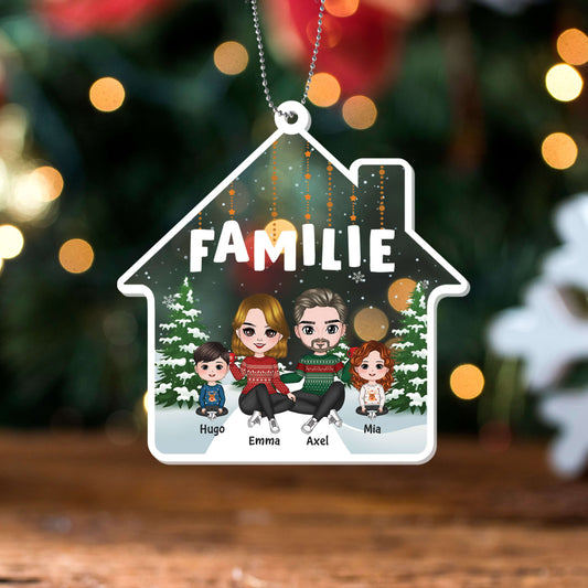 1415OGE2 personalisiertes die familie im wald weihnachten ornament