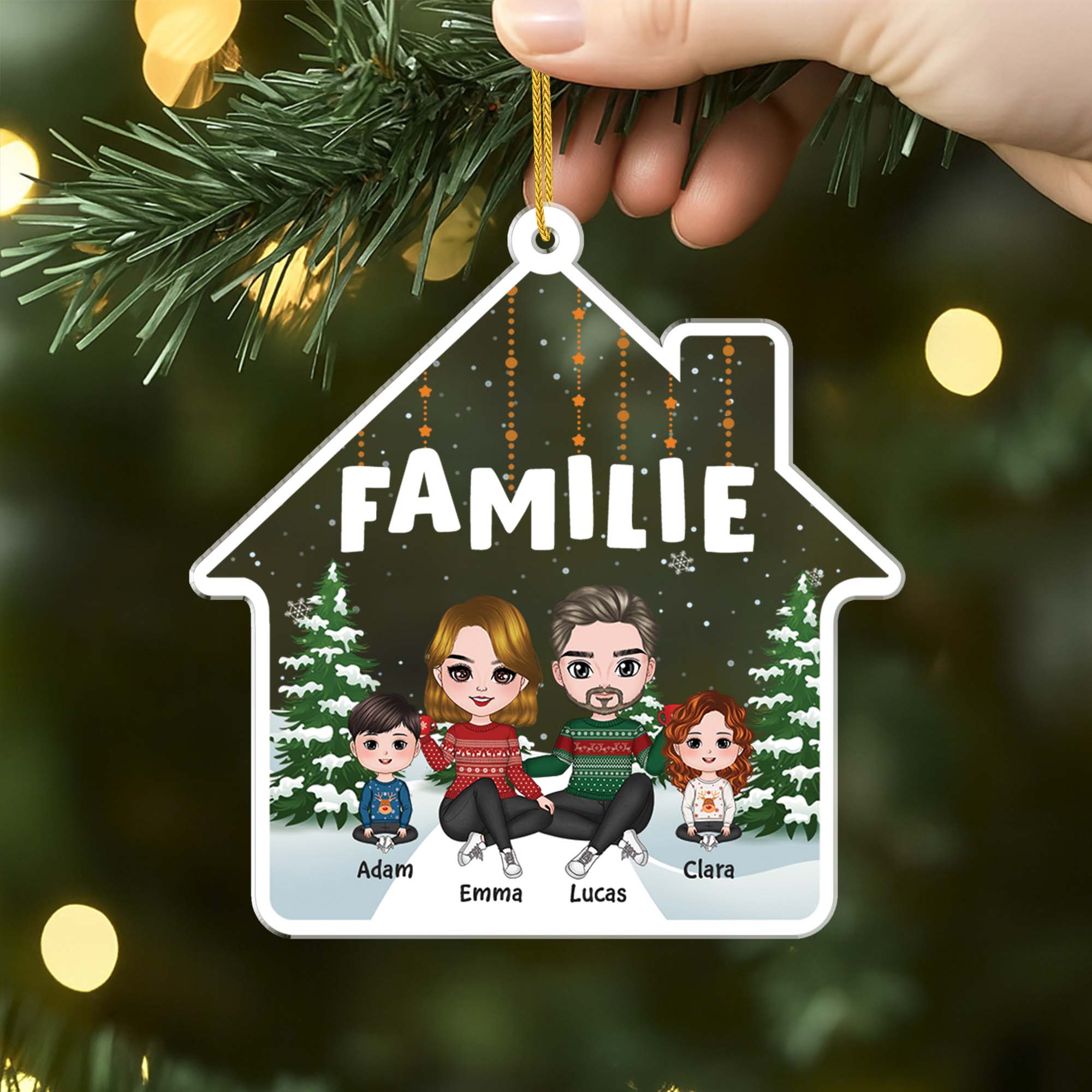 1415OGE2 personalisiertes die familie im wald weihnachten ornament_7888462f c4af 464a 9869 68905dfaf2a9