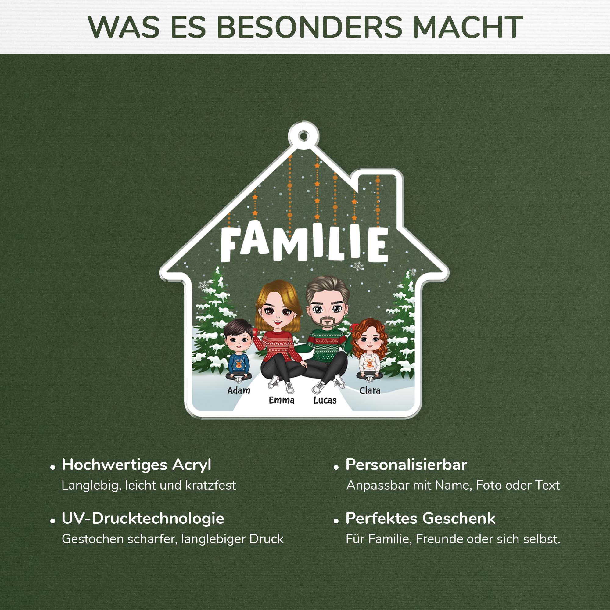 1415OGE4 personalisiertes die familie im wald weihnachten ornament