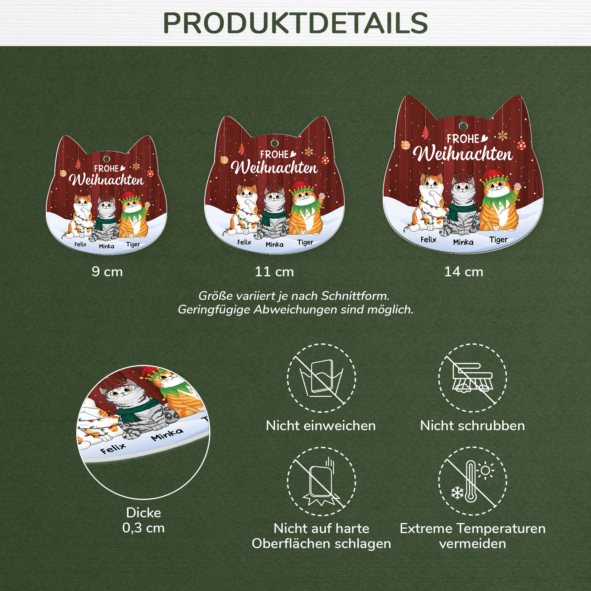 1425OGE3 personalisiertes schnurrige weihnachten ornament