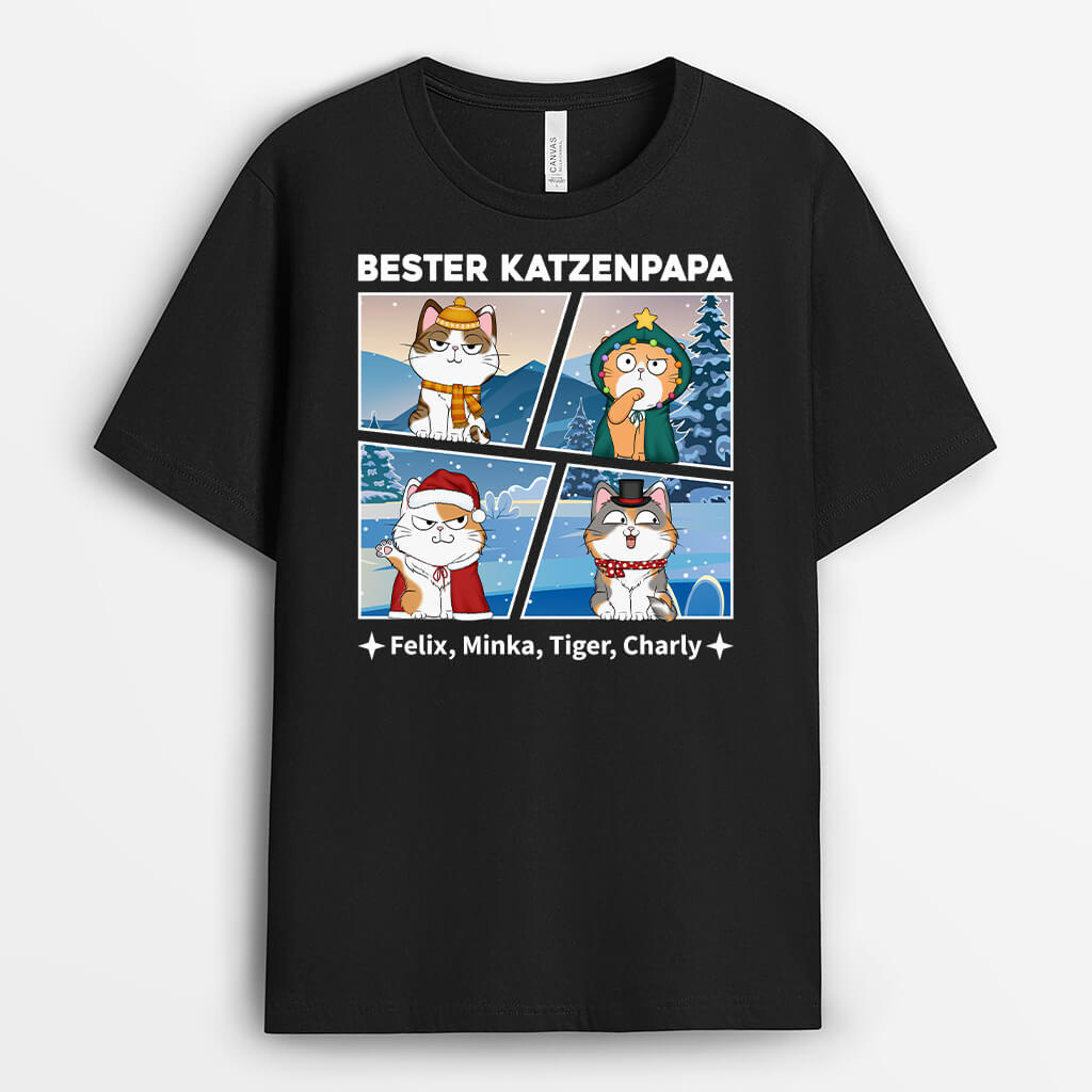 1426AGE1 personalisiertes bester katzenpapa aller zeiten weihnachten t shirt