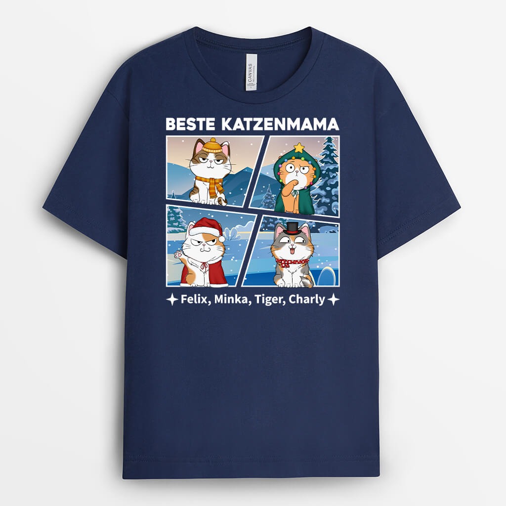 1426AGE2 personalisiertes bester katzenpapa aller zeiten weihnachten t shirt