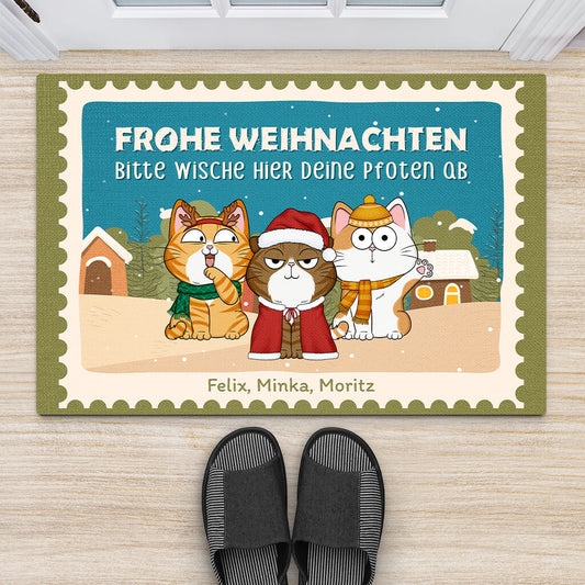 1428DGE2 personalisierte bitte wische hier deine pfoten ab weihnachten fussmatte