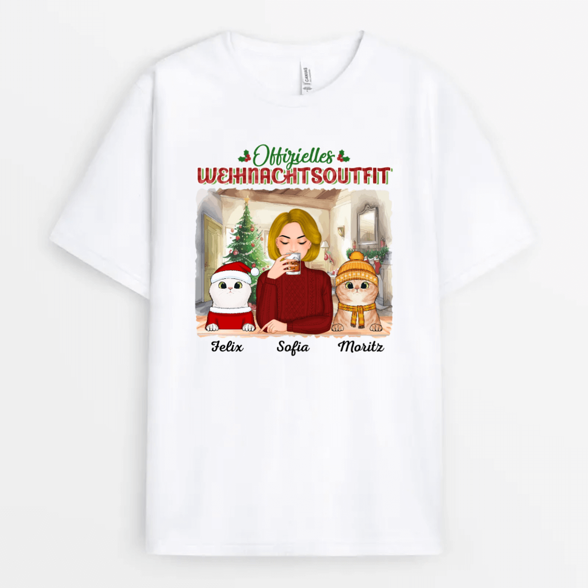 1432AGE1 personalisiertes offizielle weihnachtsoufit mit katze t shirt_1