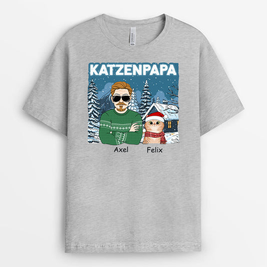 1437AGE2 personalisiertes cooler katzenpapa zu weihnachten t shirt